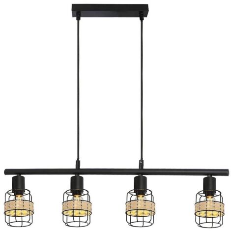 Lampada a sospensione Indiana Black E14 4x max 25W L: 120 cm Ø9.5cm dimmerabile