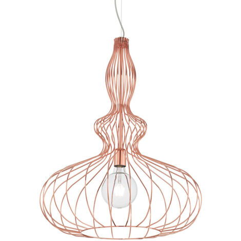 Lampada A Sospensione Industrial-Minimal Clarissa Metallo Oro Rosa 1 Luce E27