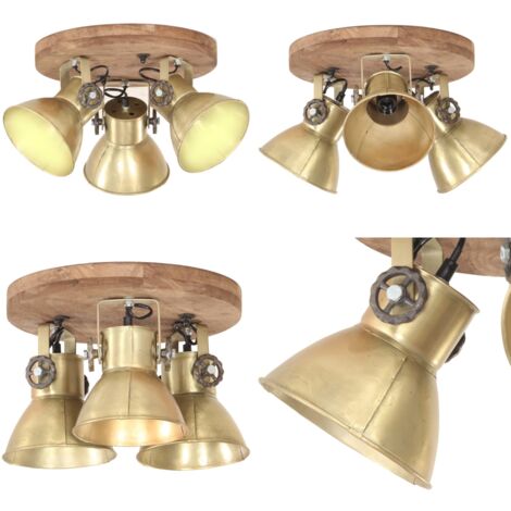 Lampada a Sospensione Industriale 25 W Ottone 42x27 cm E27 - Lampada in ottone - Lampada con paralume in ferro