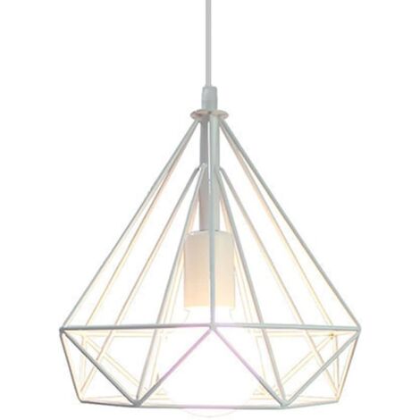 Lampada a Sospensione Industriale e27 Metallo Ferro Paralume da Soffitto 25CM per Soggiorno Sala da Pranzo -Bianca