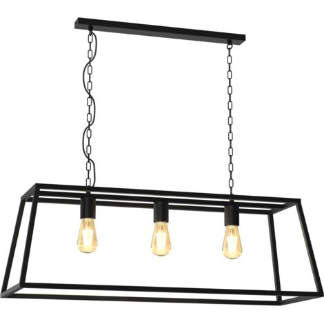 Lampada a sospensione industriale Frame nera 3xE27 Luminex