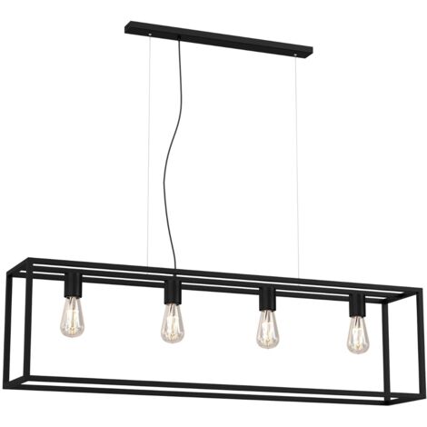 Lampada a sospensione industriale Frame nera 4xE27 Luminex
