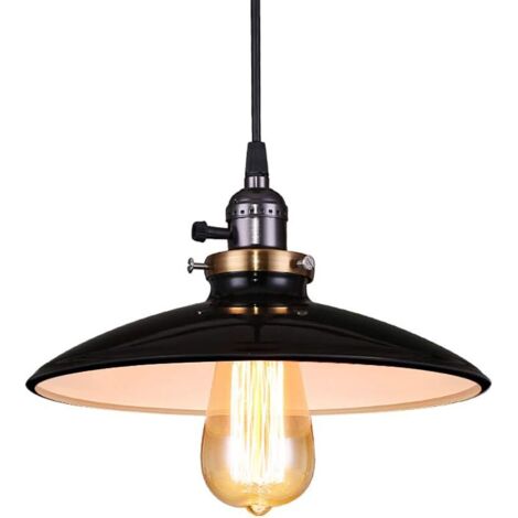 Lampada a Sospensione Industriale in Ferro Lampada da Soffitto E27 Regolabile Metallo Lampadario per Camera da Letto Corridoio- Nero (Senza Lampadine)
