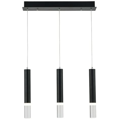 Lampada a sospensione industriale nera 3 tubi LED Reality