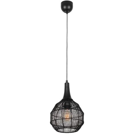 Lampada a sospensione industriale nera E27 Trio Soraya
