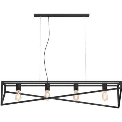 Lampada a sospensione industriale nera Gote 4xE27 Luminex
