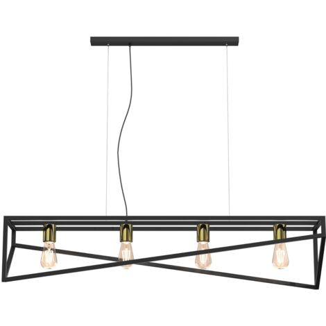 Lampada a sospensione industriale nera oro Gote 4xE27 Luminex