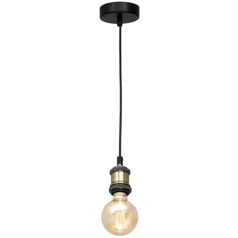 Lampada a sospensione industriale nera ottone E27 60W Milagro