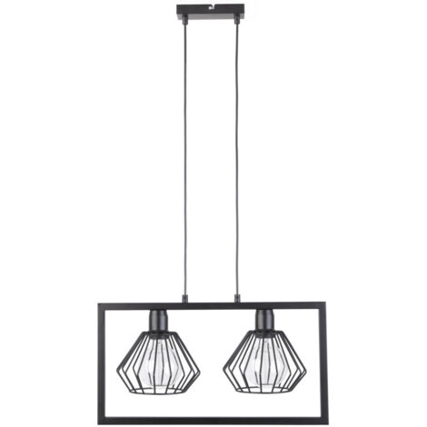 Lampada a sospensione industriale nera Saga 2xE27 Sigma