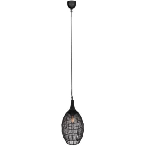 Lampada a sospensione industriale nera Soraya Trio E27