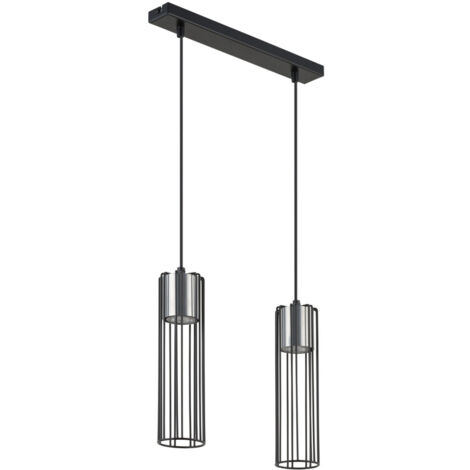 Lampada a sospensione industriale nero/argento 2xGU10 Sigma