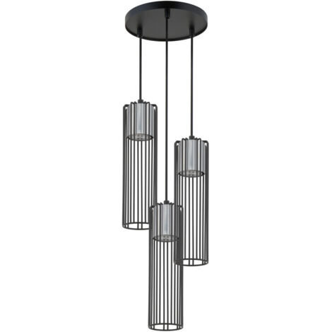 Lampada a sospensione industriale nero/argento Fobia 3 GU10