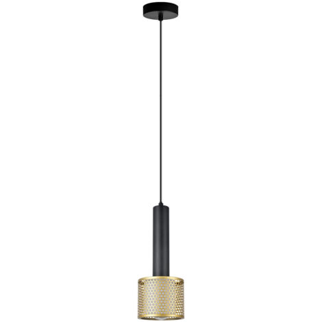 Lampada a sospensione industriale nero/oro E27 AMO metallo