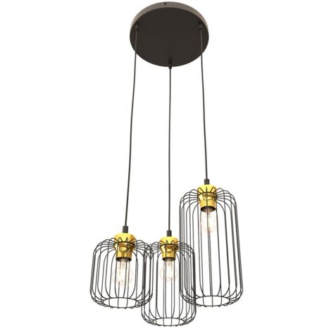 Lampada a sospensione industriale nero-oro Vander Emibig