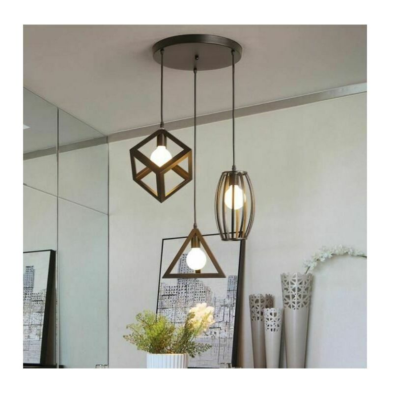 Lampada a sospensione industriale retrò a gabbia