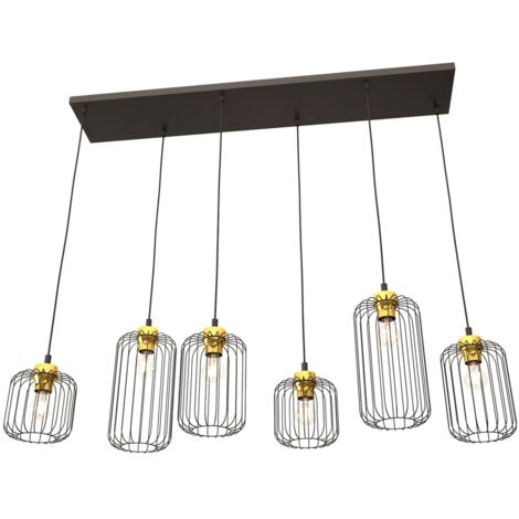 Lampada a sospensione industriale VANDER nero oro 6xE27