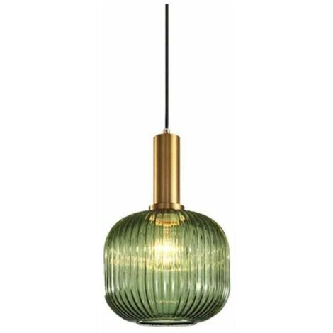 Lampada a sospensione industriale vintage, lampada a sospensione moderna in stile retrò, lampada a sospensione, paralume in vetro con attacco in ottone lucido [Classe energetica A++],