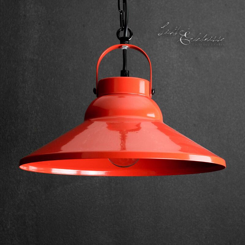 Image of Licht-erlebnisse - Lampada a sospensione per interni Lampadario retrò dal design originale in stile industriale color rosso ideale per cucina