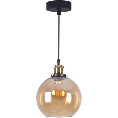 Lampada a sospensione IRWIN vetro ambra E27 Ø20cm Polux