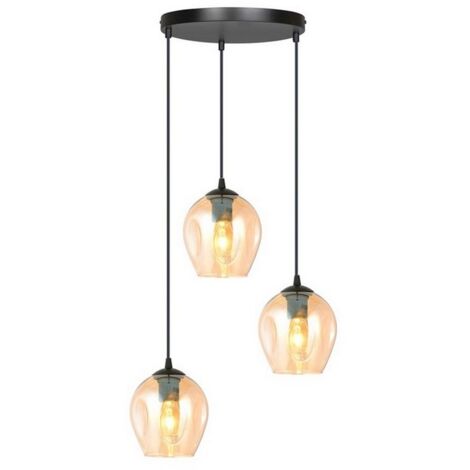 Lampada a Sospensione Istar, Acciaio verniciato a polvere, Vetro, Nero, Ambra, 40x100x40 cm