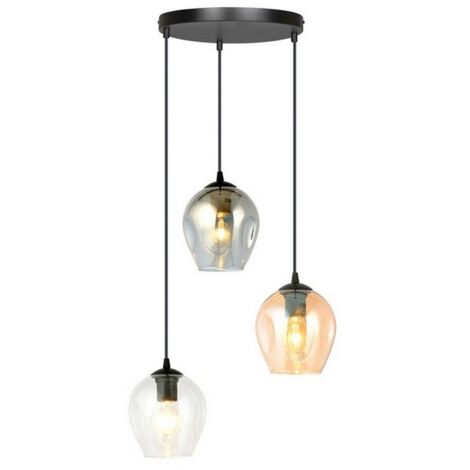 Lampada a Sospensione Istar, Acciaio verniciato a polvere, Vetro, Nero, Grigio, Ambra, 40x100x40 cm