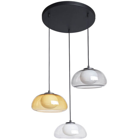 Lampada a sospensione Italux AINALE 3 luci G9 vetro opalino fumé