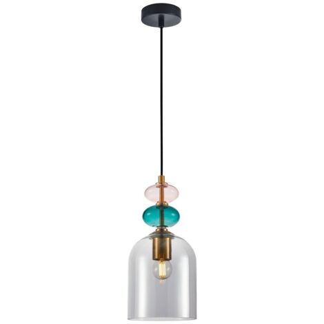Lampada a sospensione Italux Busco vetro multicolor E27
