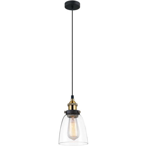 Lampada a sospensione Italux Francis nera oro E27 14,5cm