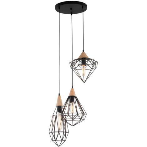 Lampada a sospensione Italux Maelle nera Ø45 3xE27