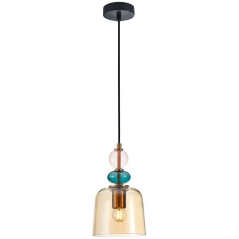 Lampada a sospensione Italux Namos vetro ambra E27 40W
