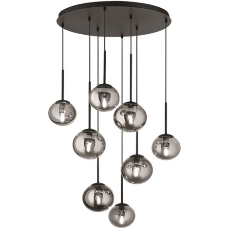 Lampada a sospensione JEWEL 70 cm in metallo e vetro soffiato 8 Luci Nero