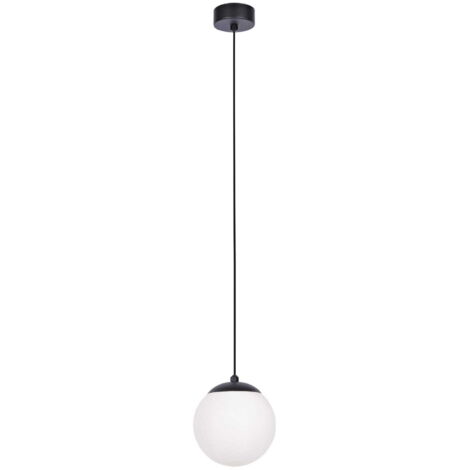 Lampada a sospensione Kaja Savoy nera vetro bianco E14