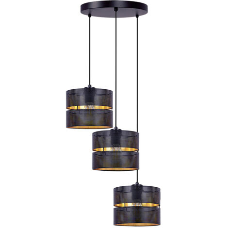 Lampada a sospensione Kaja Zimbo 3xE27 nero oro Ø45cm