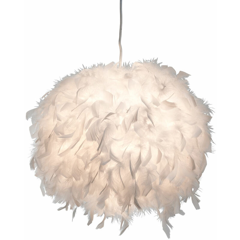 Image of Lampada a sospensione lampada a sfera lampada a sospensione lampada a sospensione camera da letto, tessuto palla piuma piume d'anatra bianco, 1x