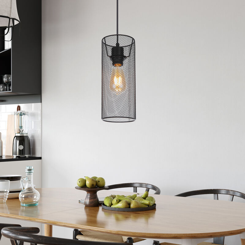 Image of Lampada a sospensione lampada a sospensione gabbia in metallo nero lampada da soggiorno lampada da soffitto a forma di gabbia, forma a reticolo, 1x