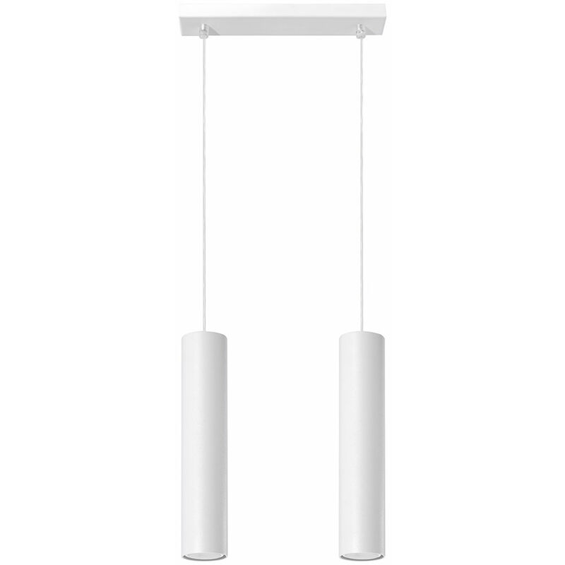 Image of Lampada a sospensione Lampada a sospensione in metallo bianco Lampada a sospensione cilindrica per soggiorno, in acciaio, 2x GU10, LxPxH 30x8x130 cm