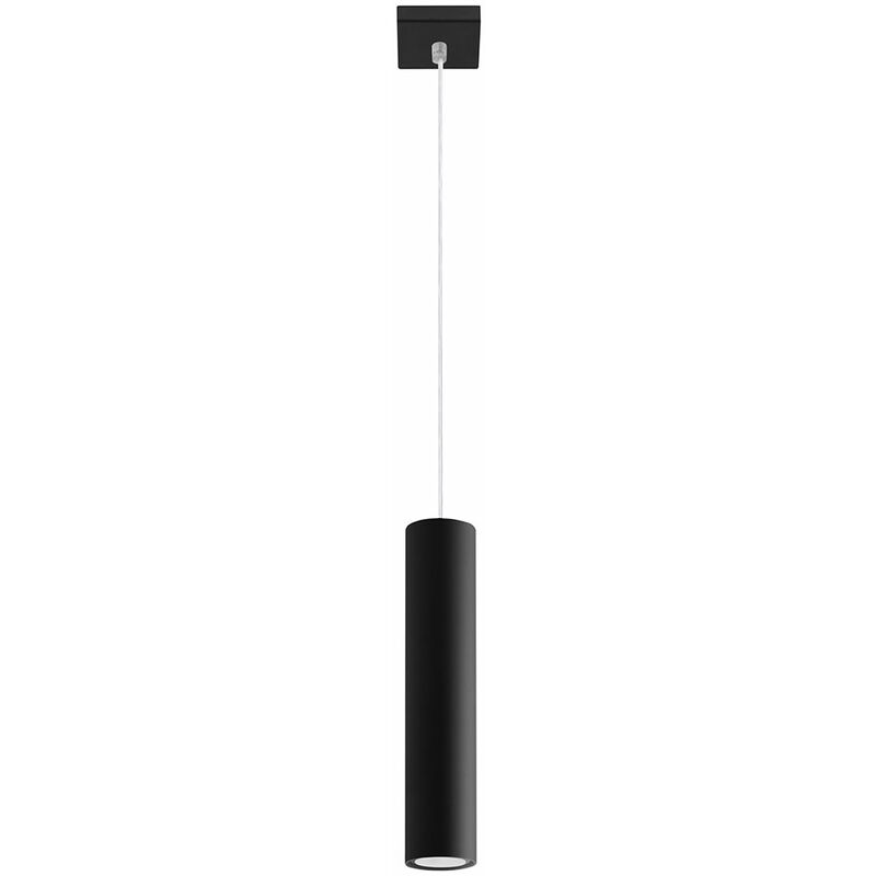 Image of Lampada a sospensione Lampada a sospensione in metallo nero Lampada a sospensione cilindrica nera nera moderna, in acciaio, 1x GU10, DxH 8x100 cm