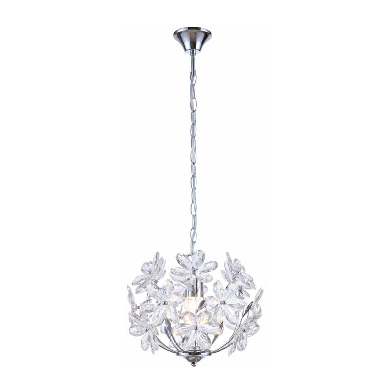 Image of Lampada a sospensione lampada a sospensione lampada a foglia sospensione a soffitto design floreale, acrilico, cromo, lampada con paralume, forma
