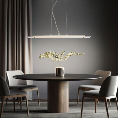 Lampada a sospensione lampada a sospensione lampada a sospensione lampada a sospensione lampada da tavolo da pranzo, vetro smerigliato argento, 1x LED 24W 1280Lm bianco caldo, LxLxA 70x7x120cm