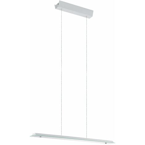 Lampada a sospensione lampada a sospensione lampada a sospensione lampada da sala da pranzo lampada da soggiorno, 2 lampadine, acciaio vetro bianco satinato, LED 9W 1600Lm bianco caldo, LxH 67x110cm