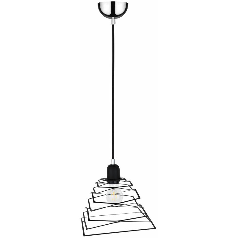 Image of Lampada a sospensione lampada a sospensione lampada a sospensione lampada da sala da pranzo, metallo industriale regolabile in altezza nero, 1x
