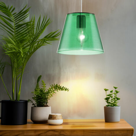 Lampada a sospensione lampada a sospensione lampada a sospensione lampada da sala da pranzo, verde trasparente trasparente, 1x attacco E27, DxH 23,5x110 cm