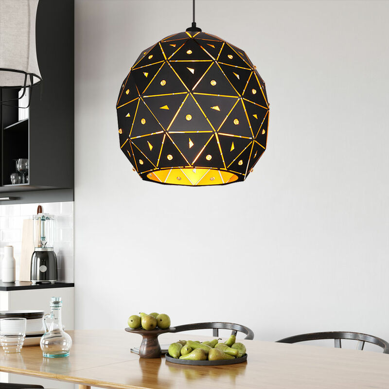 Image of Lampada a sospensione lampada a sospensione lampada a sospensione lampada da soggiorno lampada da sala da pranzo, cristalli K9 metallo nero