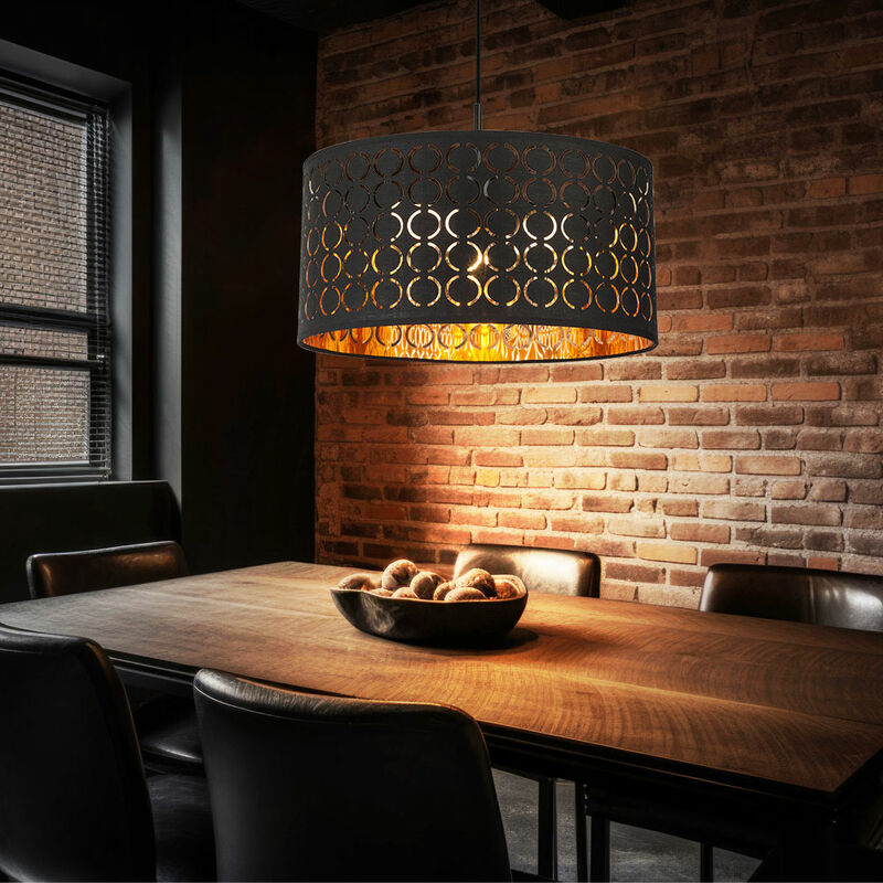 Image of Lampada a sospensione lampada a sospensione lampada a sospensione paralume lampada sala da pranzo lampada soggiorno, tessuto metallo oro nero, 1