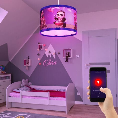 GLOBO LIGHTING Lampada a sospensione lampada a sospensione lampada cameretta bambini plafoniera sala giochi, plastica colorata, telecomando dimmerabile Smart, LED RGB 8,5W 806Lm 2700-6500K, H 120 cm