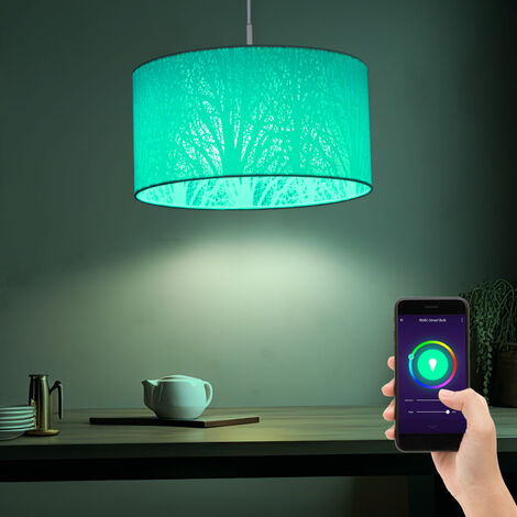 Lampada a sospensione lampada a sospensione lampada da sala da pranzo, app voice control cambia colore dimmerabile CCT timer, bianco metallo, 1x LED 5W 470Lm bianco caldo-bianco freddo, DxH 38x120cm