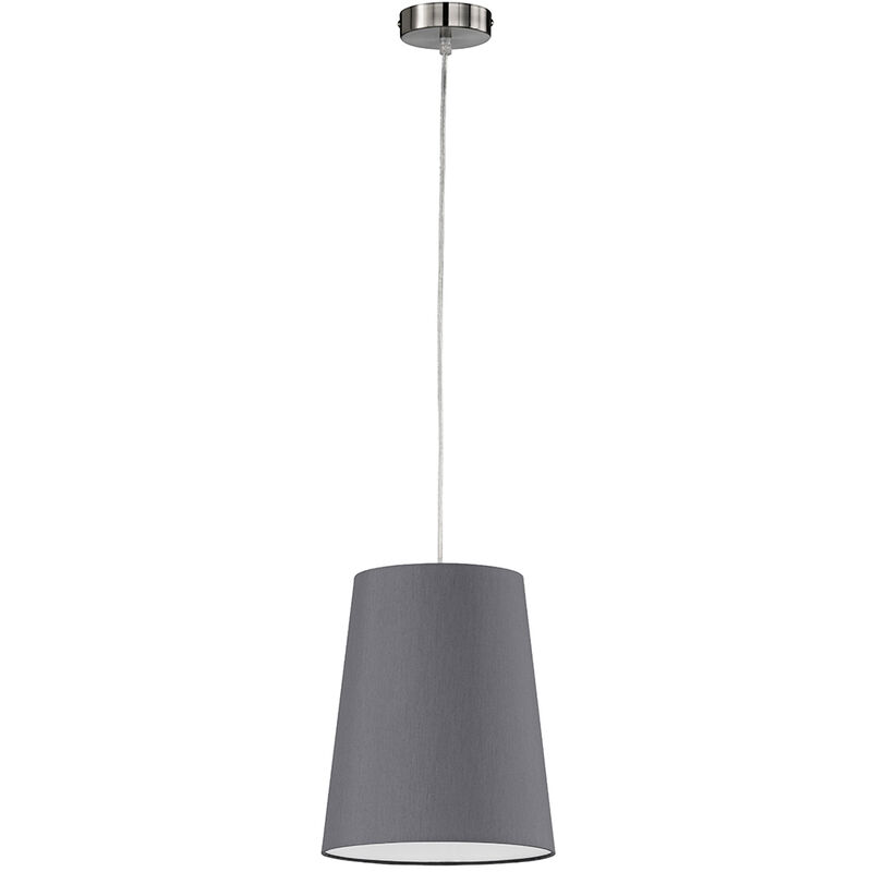 Image of Fischer&honsel - Lampada a sospensione lampada a sospensione lampada da sala da pranzo Lampada a sospensione con paralume in tessuto grigio, metallo