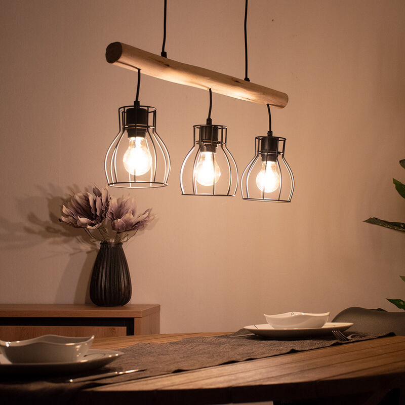 Image of Lampada a sospensione lampada a sospensione lampada da sala da pranzo lampada da soffitto lampada da soggiorno, travi in legno, rustico vintage