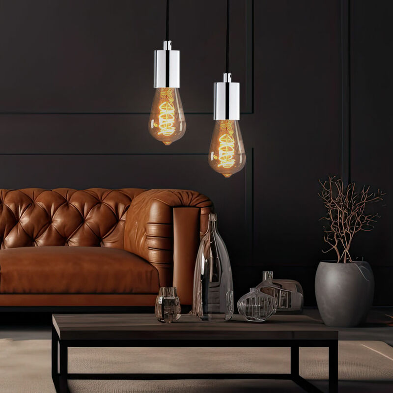 Image of Etc-shop - Lampada a sospensione lampada a sospensione lampada da sala da pranzo pannello decorativo lampada a sospensione cromo nero, metallo, cavo
