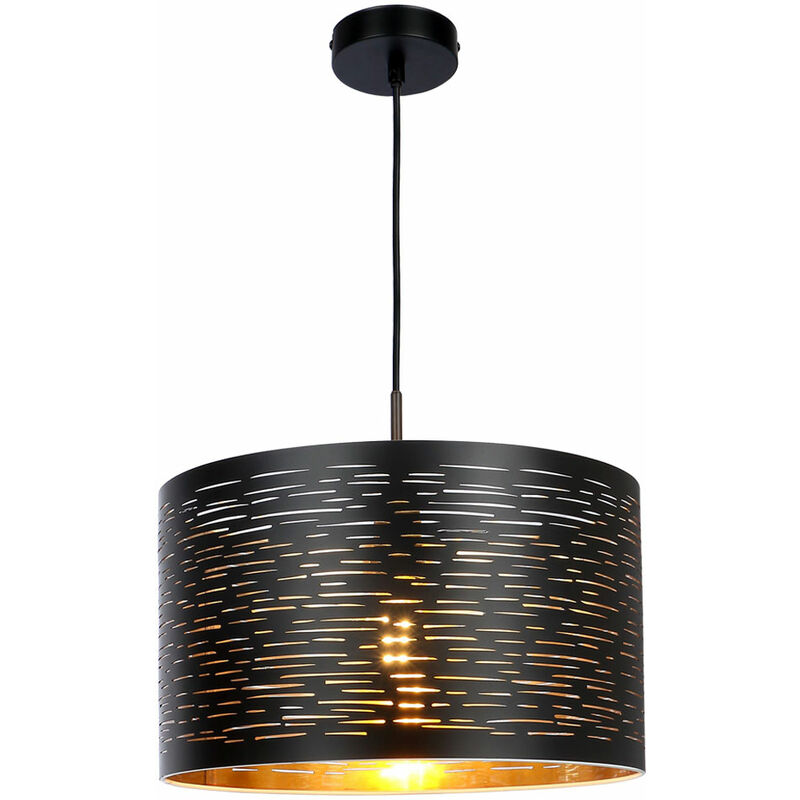 Image of Etc-shop - Lampada a sospensione lampada a sospensione lampada da soggiorno lampada a sospensione plafoniera rotonda illuminazione nero oro, plastica